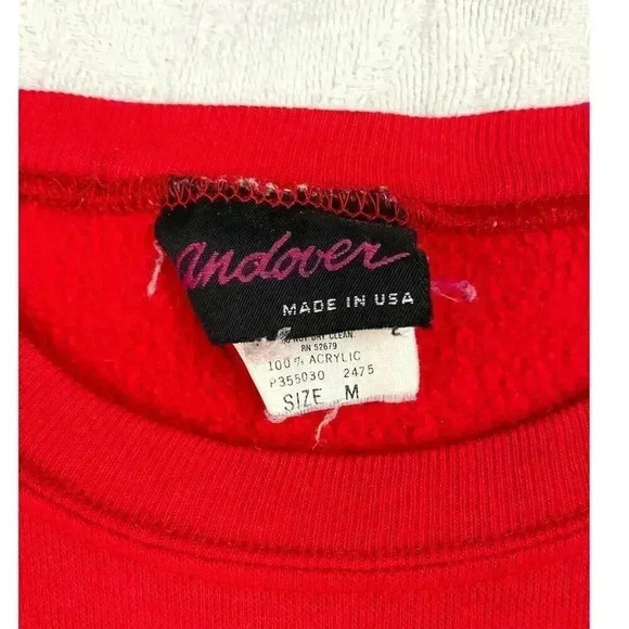 VTG Christmas Bear Retro Pullover Sweatshirt MEDIUM Women's Andover Long Sleeve - Picture 5 of 14